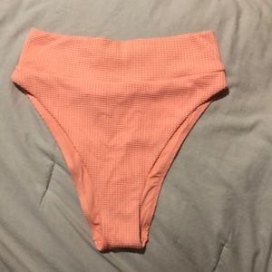 Aerie coral high waisted bikini bottoms